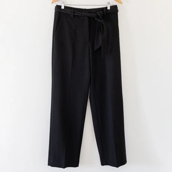 LOFT | Pants & Jumpsuits | Loft Wide Leg Black Dress Pants With Sash Size 6  | Poshmark